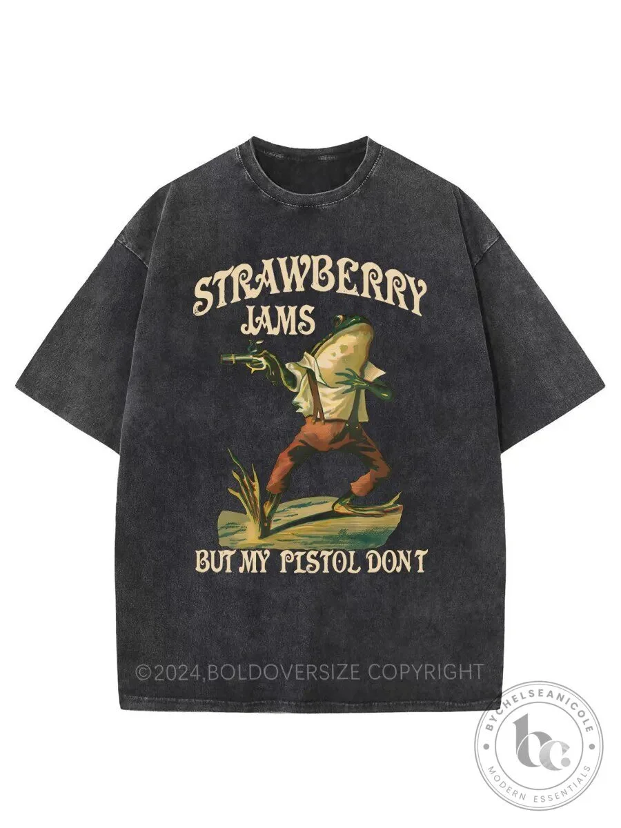 Strawberry Jams But My Pistol Don't Funny Frog Meme T-Shirt